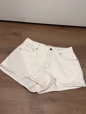 Owen A-Line Denim Shorts - White